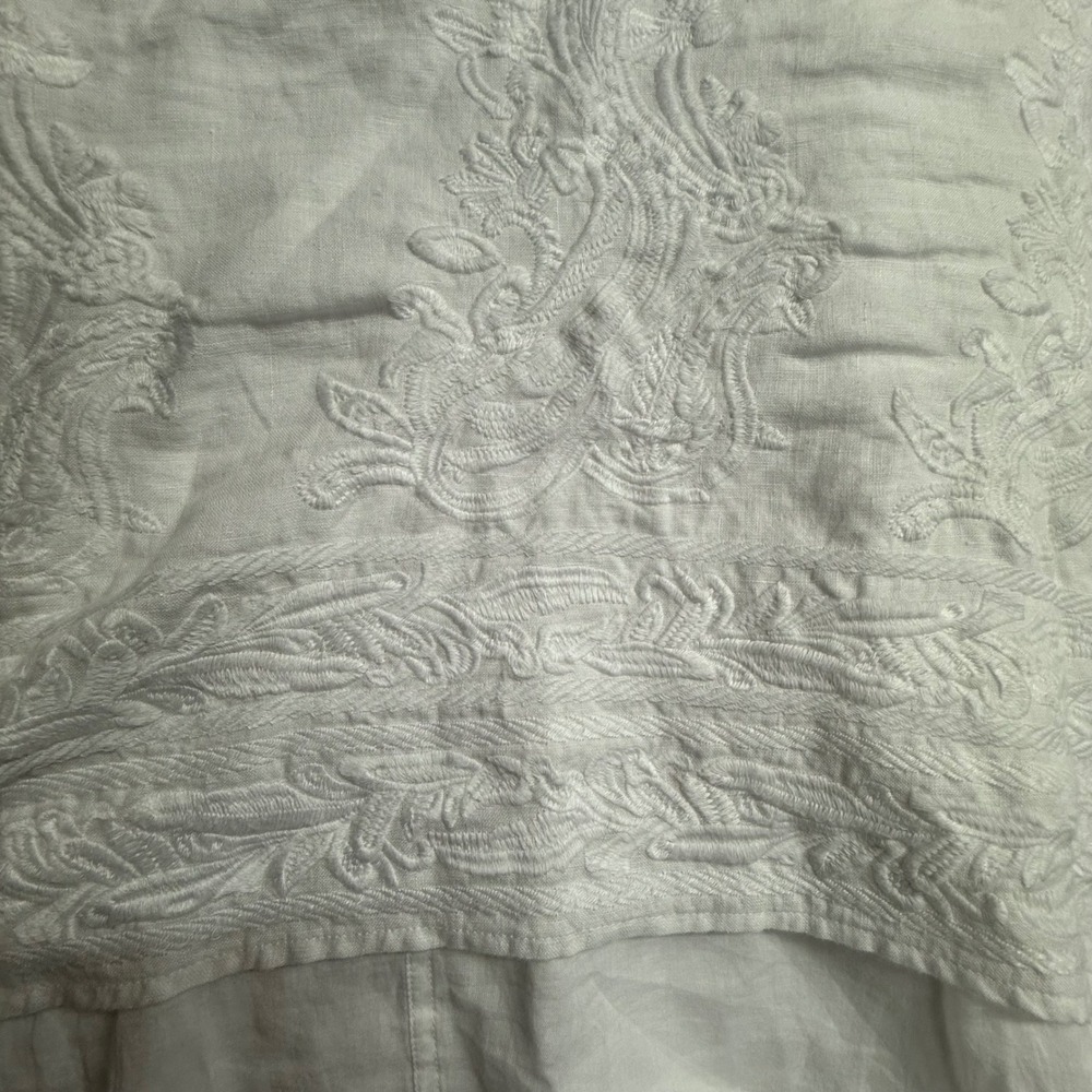 Pure Jill Elements White Linen Embroidered Sleeveless Tunic Dress Medium Coastal - Picture 9 of 15